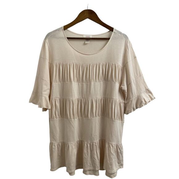 Sundance Tops - Sundance Each Tiered Ruffle Hem Tee size XL Butter Yellow
